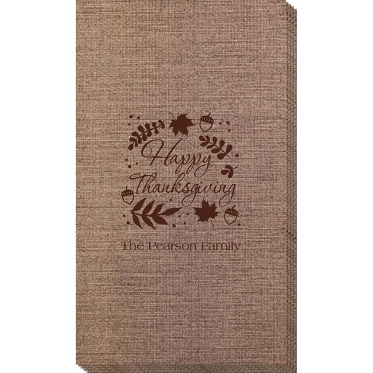 Happy Thanksgiving Autumn Bamboo Luxe Guest Towels